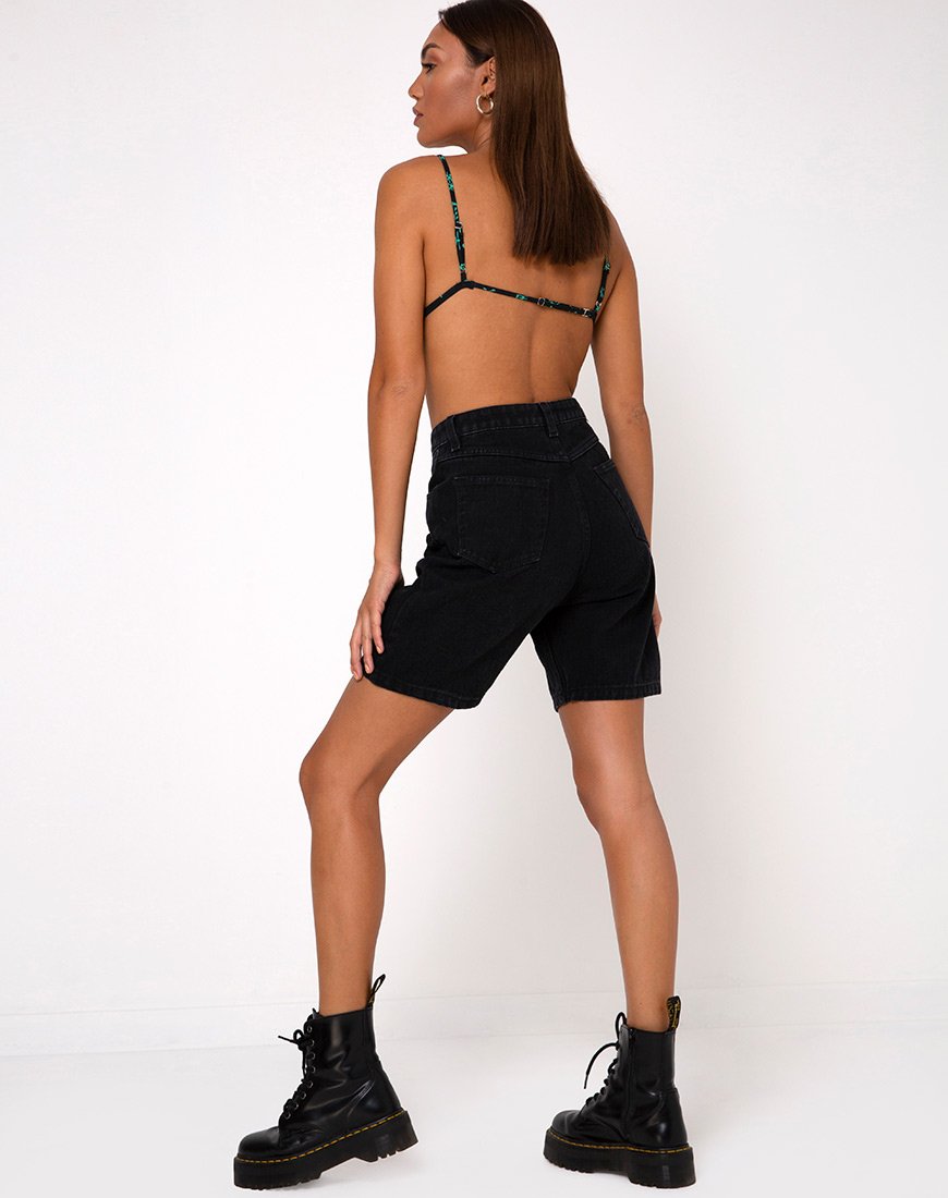 Image de la bralette Colesto à breloques cachées noir et menthe poivrée