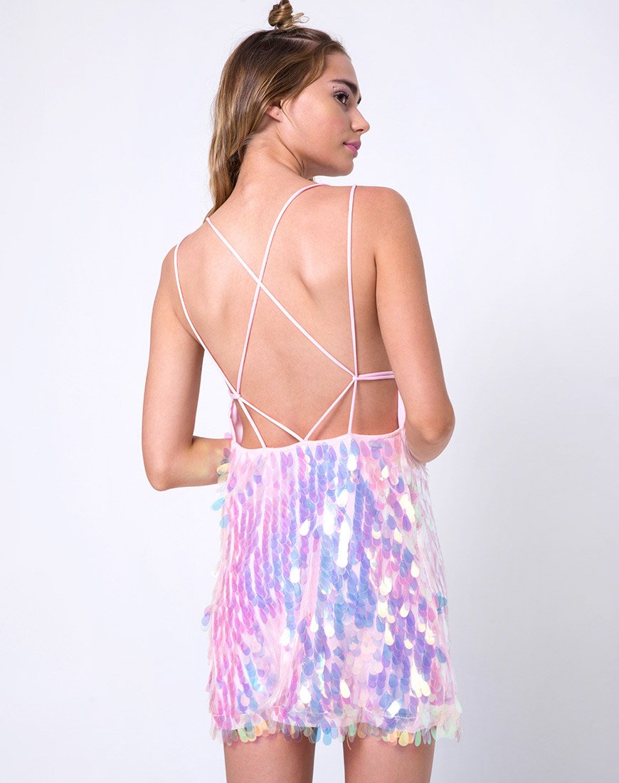 Image de Colete Slip Dress in Opal Unicorn Sequin Pink