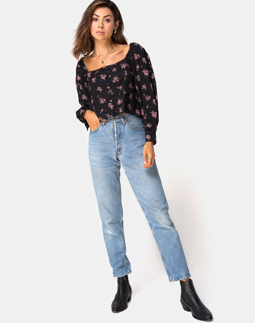 Image de Conila Crop Blouse in Sohey Rose Black