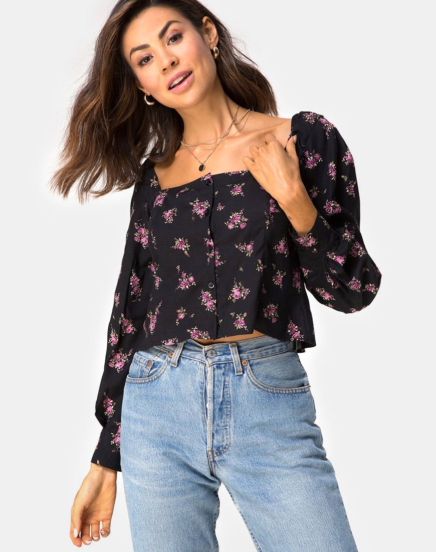 Image de Conila Crop Blouse in Sohey Rose Black