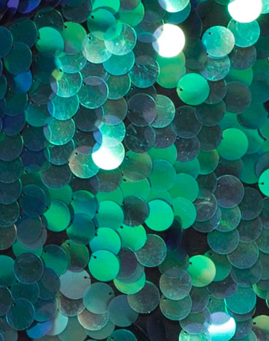 Image de Corine Slip Dress in Fishcale Disc Sequin Aqua Iridescent