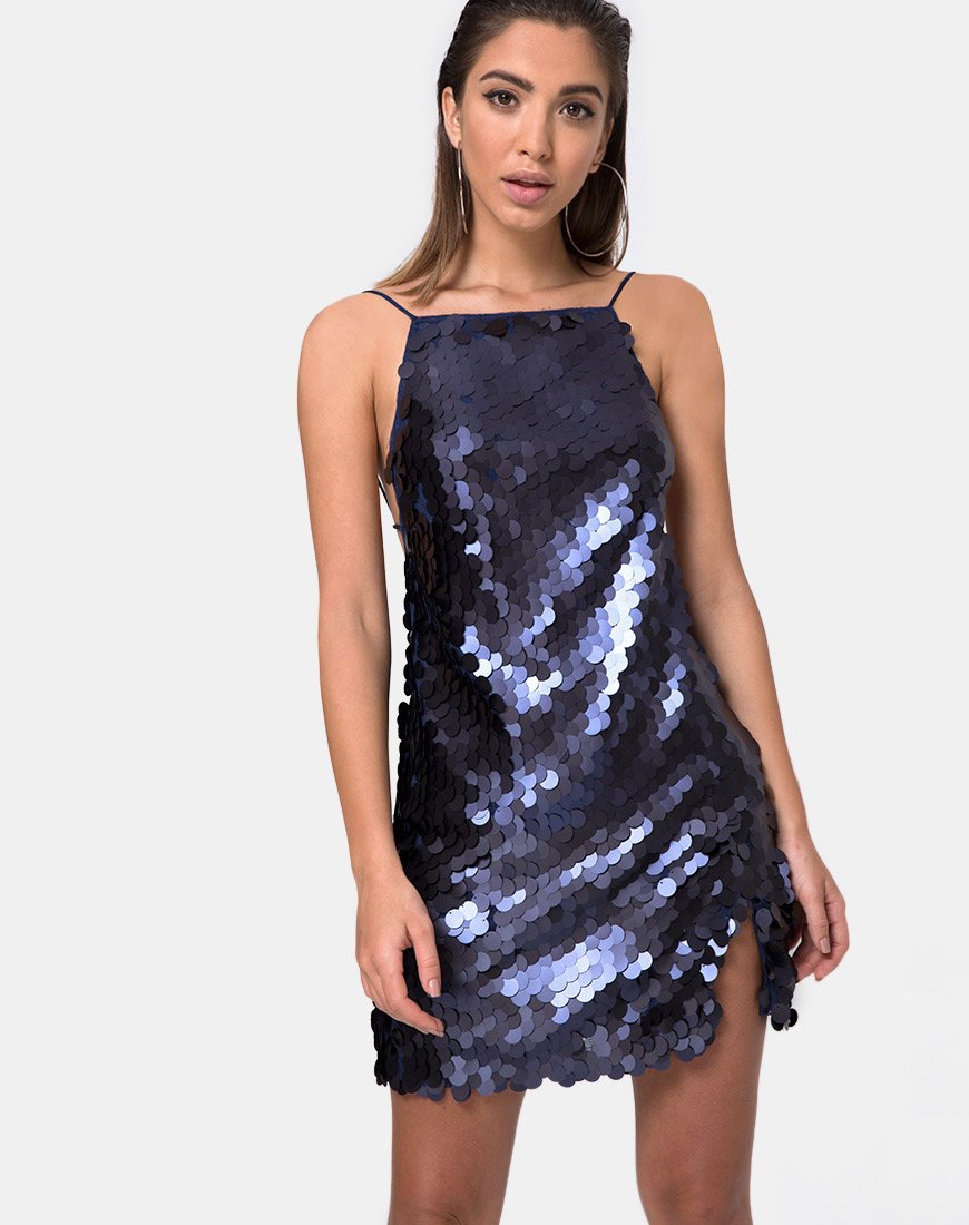 Robe Corine en écailles de poisson à paillettes Midnight