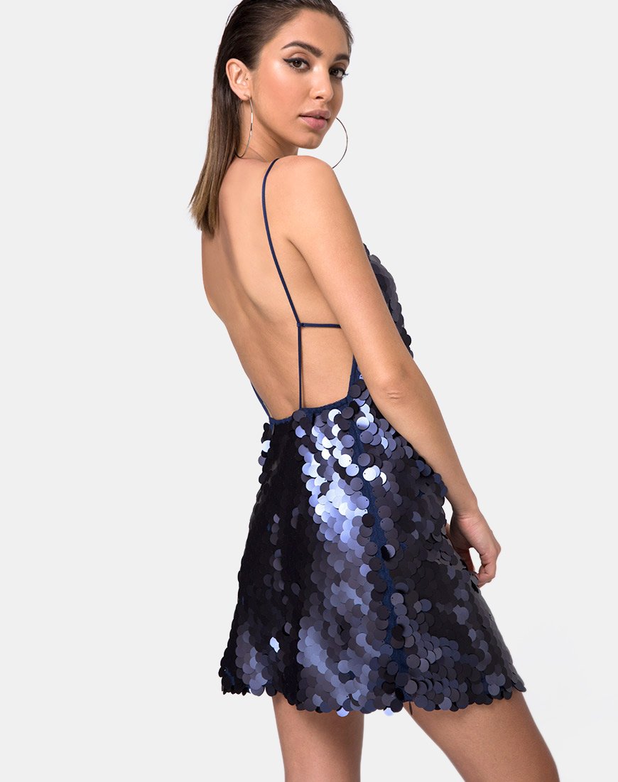 Robe Corine en écailles de poisson à paillettes Midnight