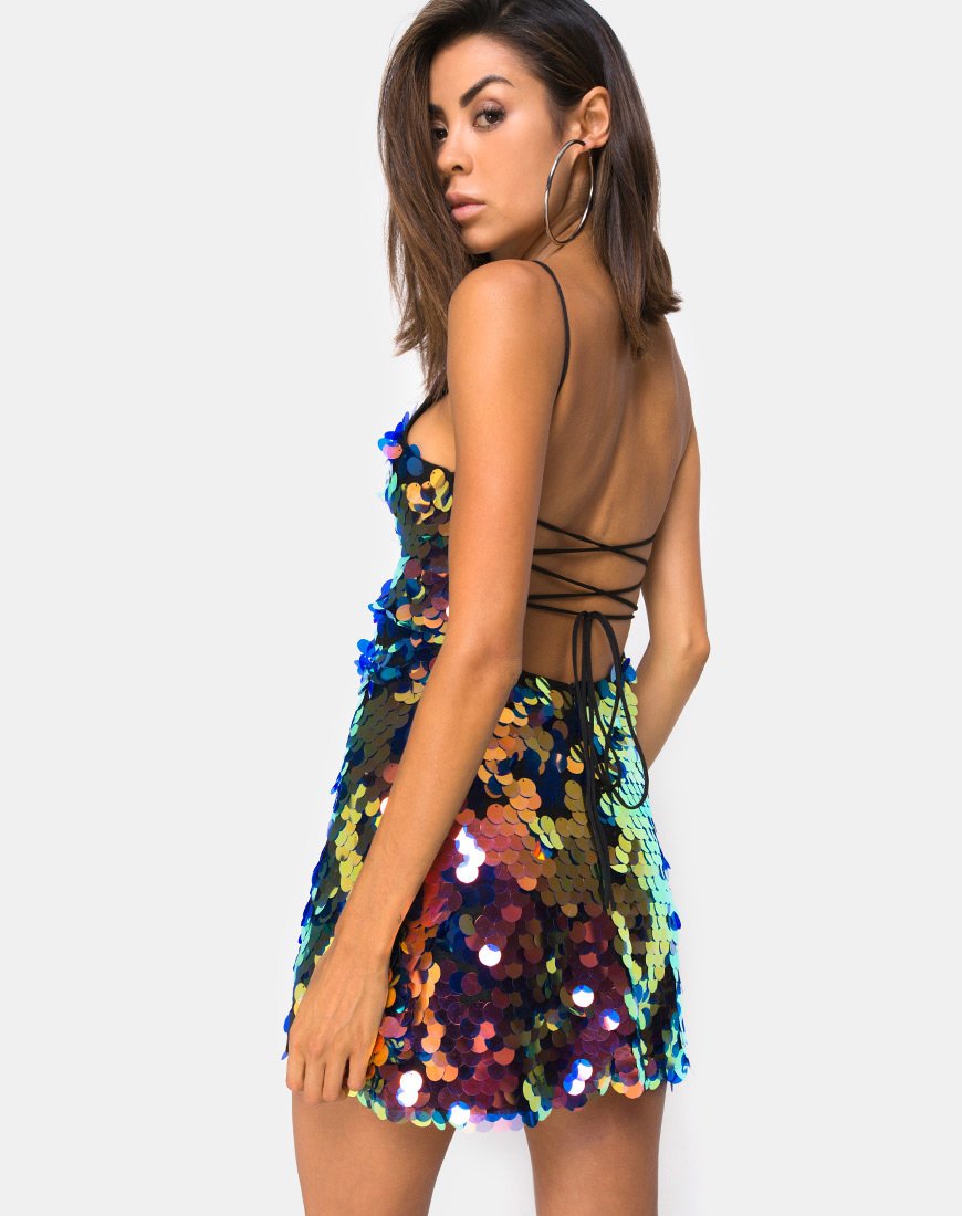 Image de la robe Corzoe en paillettes fruits du dragon