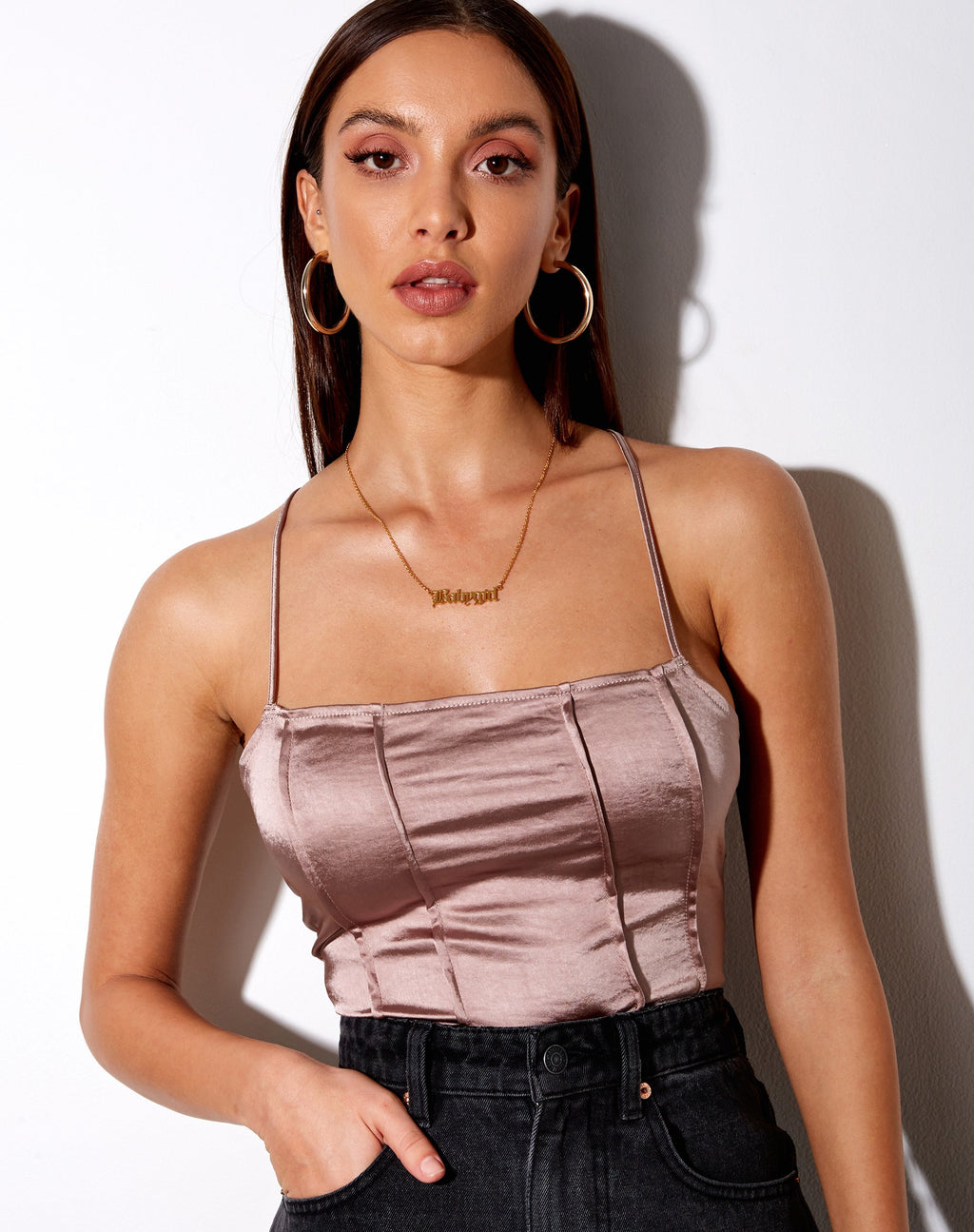 Cosey Top en champagne satiné