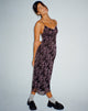 image de Cotina Midi Dress in Butterfly Vine Flock Black and Pink
