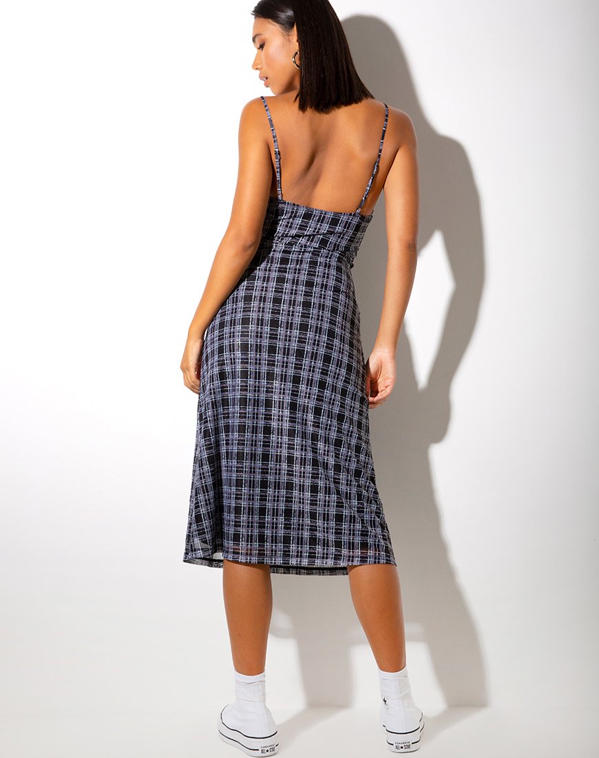 Image of Cotina Midi Dress in Inkblot Check Black and White