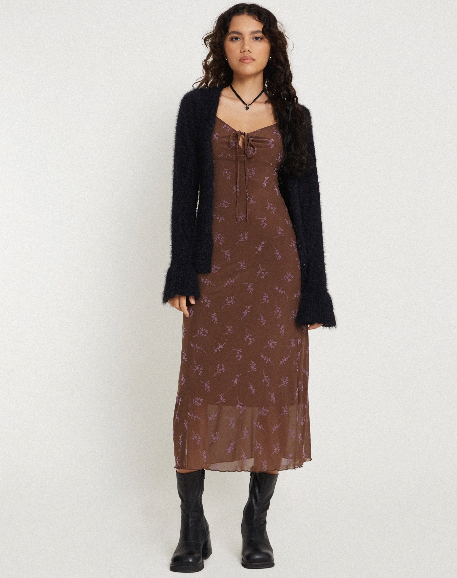 Image de Coya Maxi Dress in Flower Stem Flock Brown