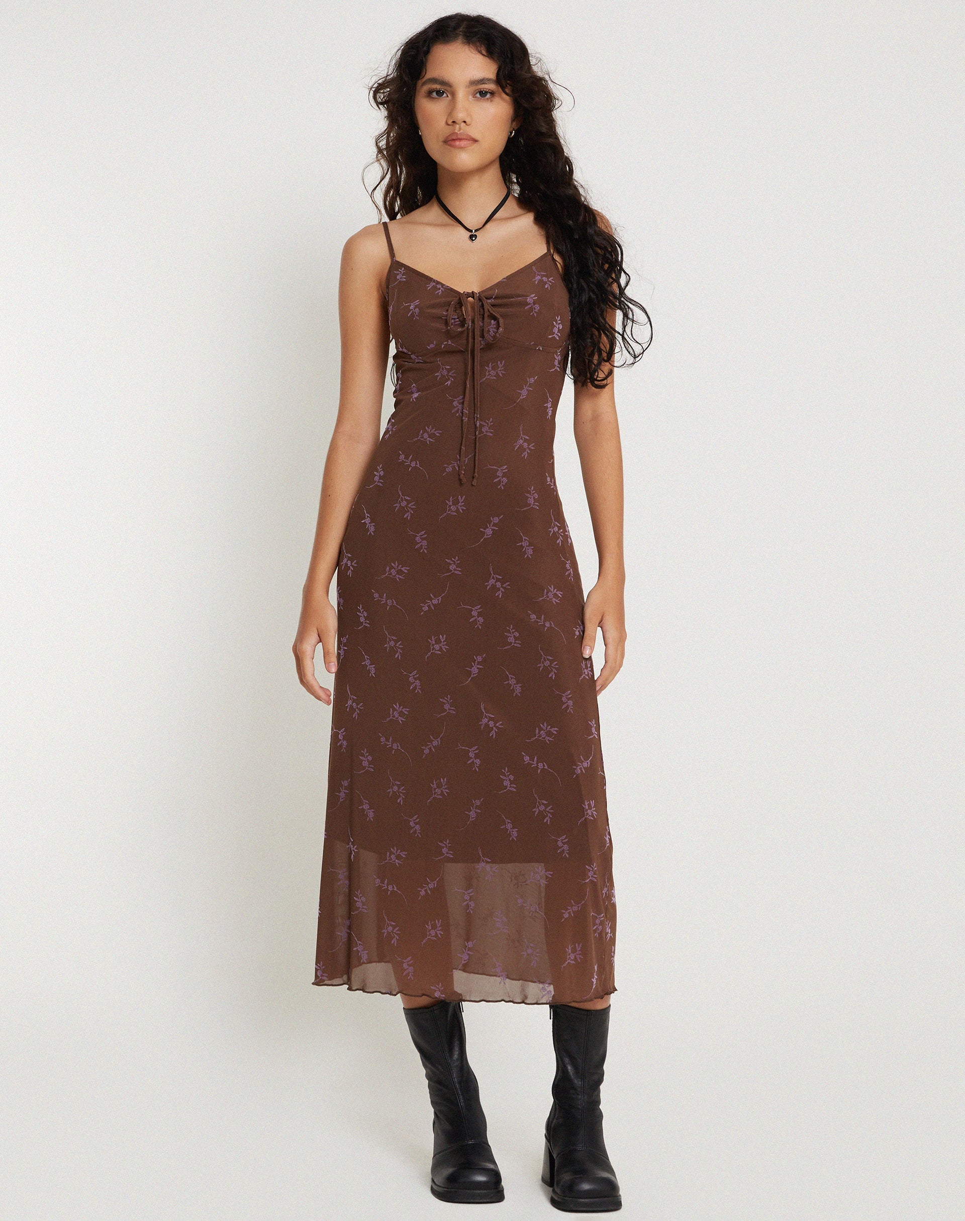 Image de Coya Maxi Dress in Flower Stem Flock Brown