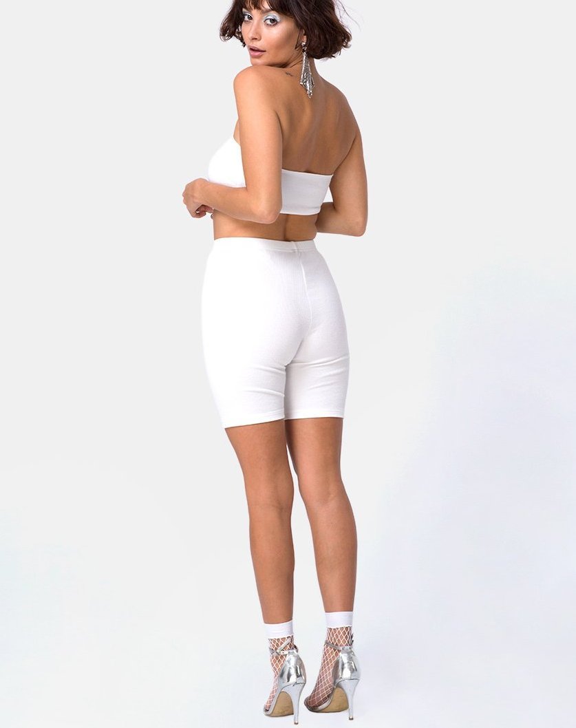 Short de vélo en Mini Rib Blanc