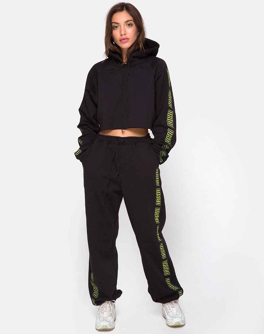 Image de Cropped Black Hoodie in Disco Embro