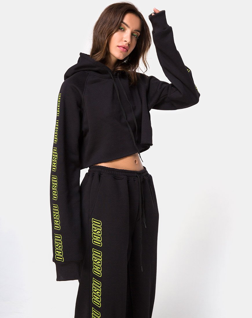 Sweat à capuche croisé noir en Disco Embro