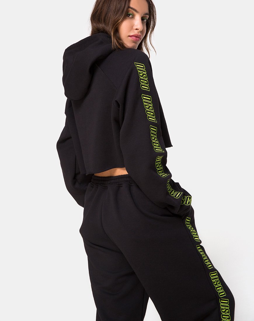 Image de Cropped Black Hoodie in Disco Embro
