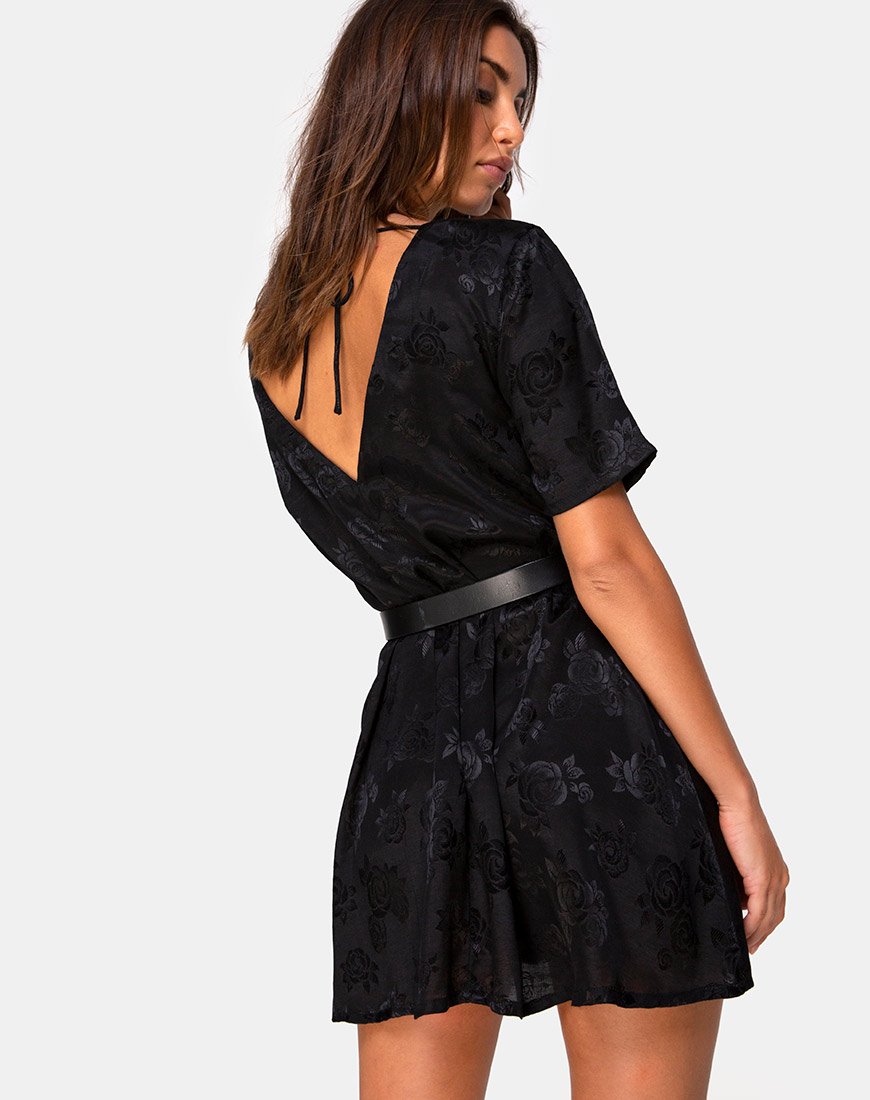 Robe Crosena en satin rose noir