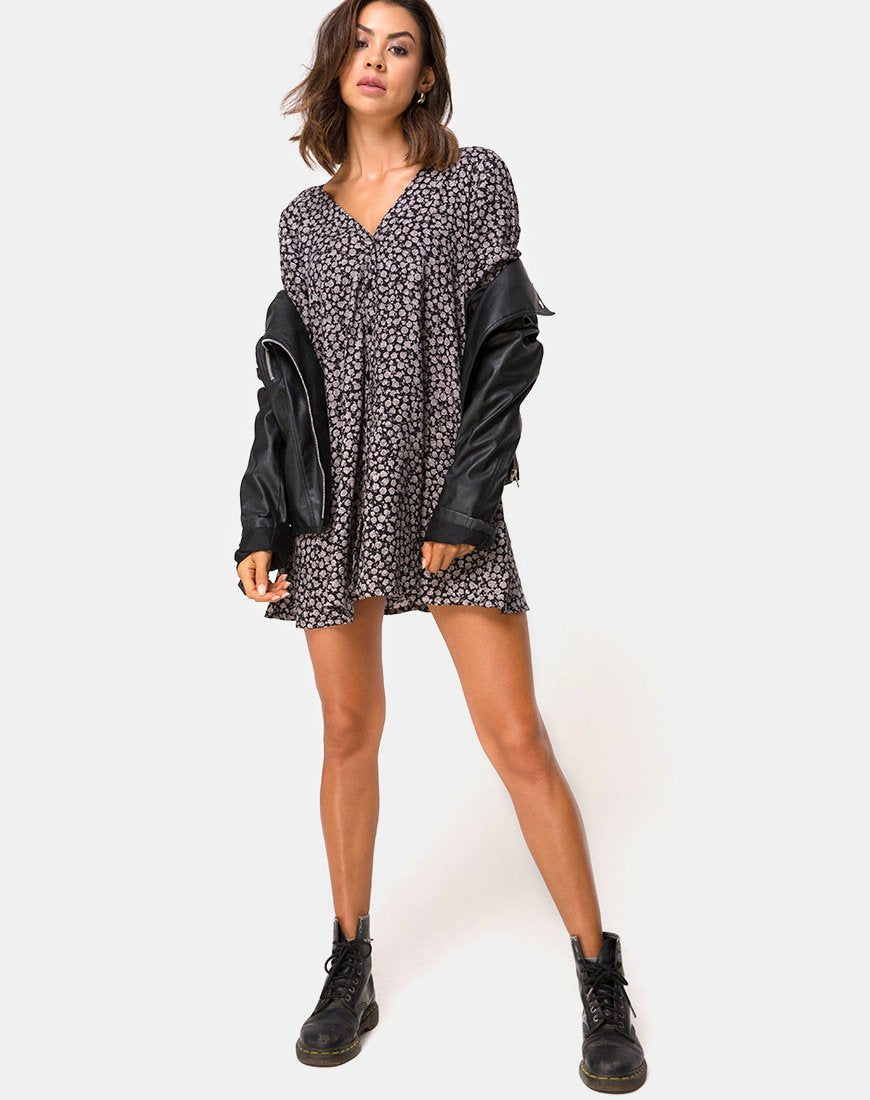 Image de Crosena Swing Dress in Ditsy Rose Black