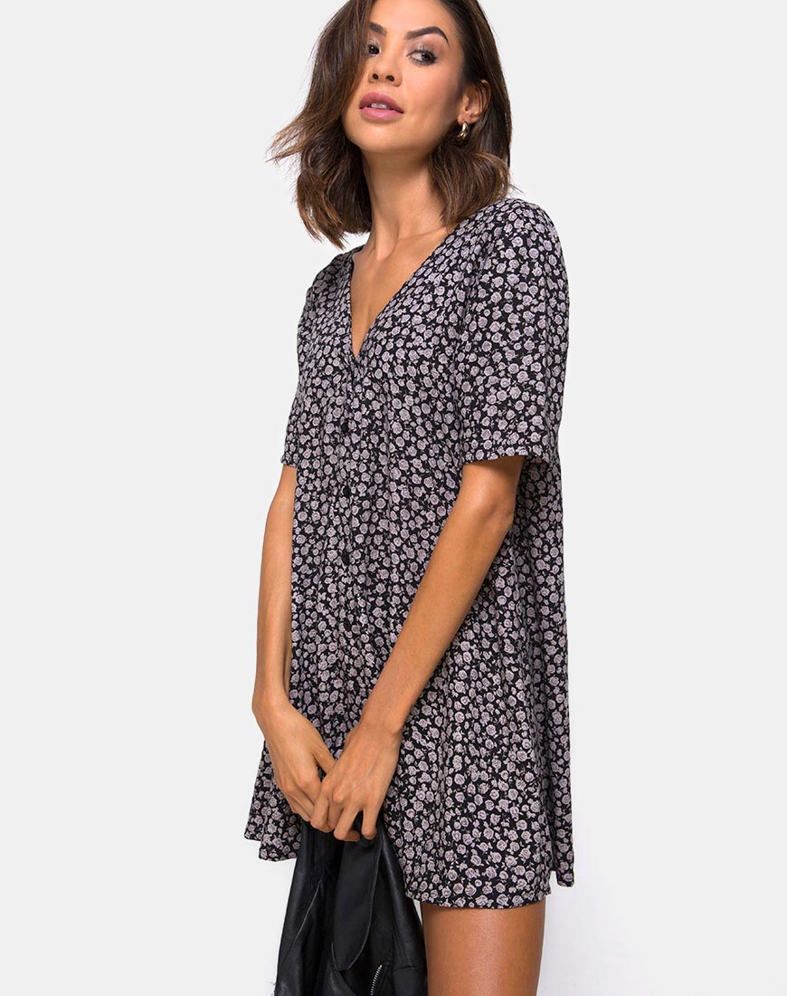 Image de Crosena Swing Dress in Ditsy Rose Black