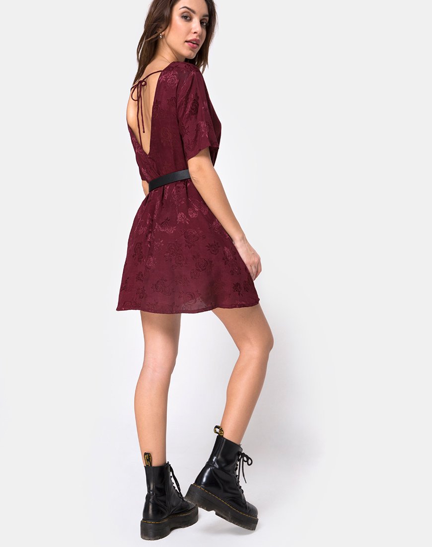Image de Crosena Swing Dress en satin Burgundy Rose