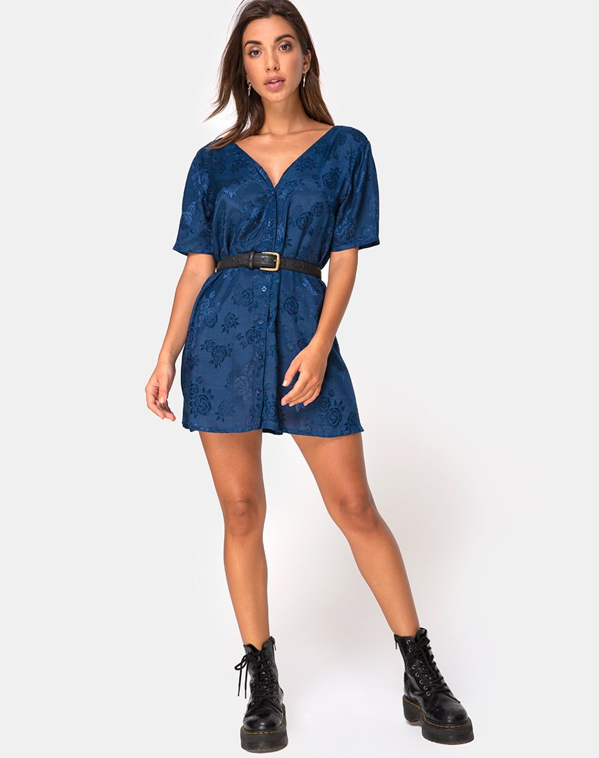 Image de la robe Crosena en satin rose Navy
