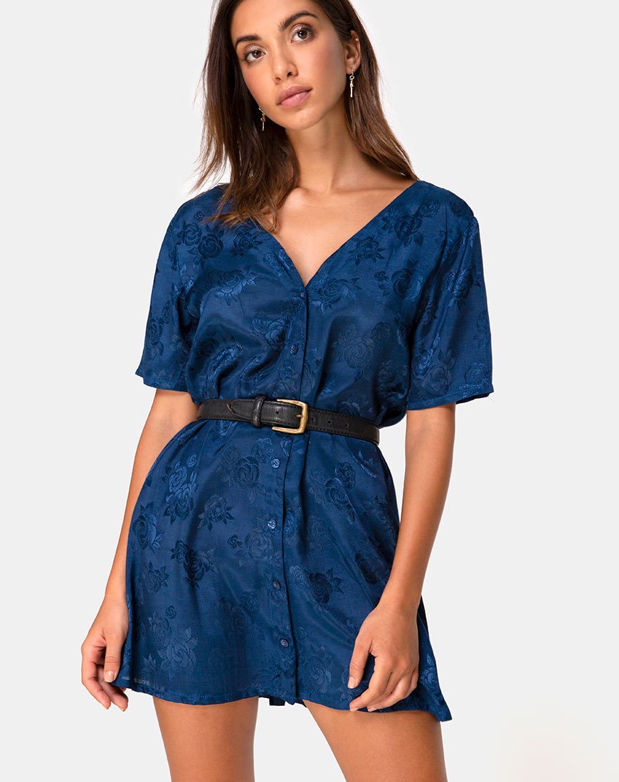 Robe Crosena en satin rose marine