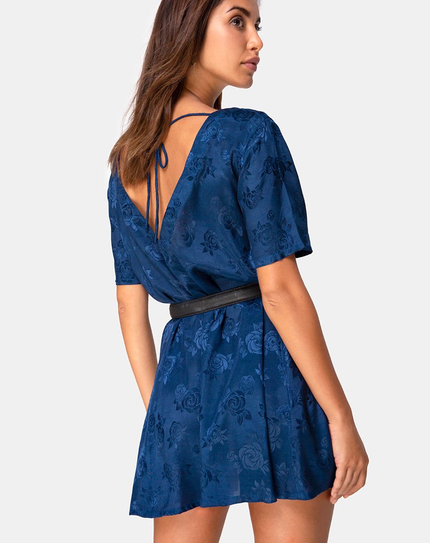 Robe Crosena en satin rose marine