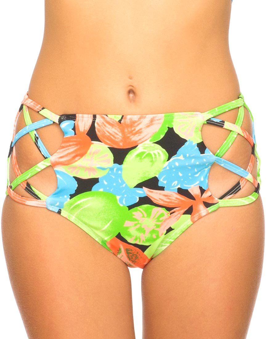 Image of Crystal Cut Out Bikini Bottom in Tropicana