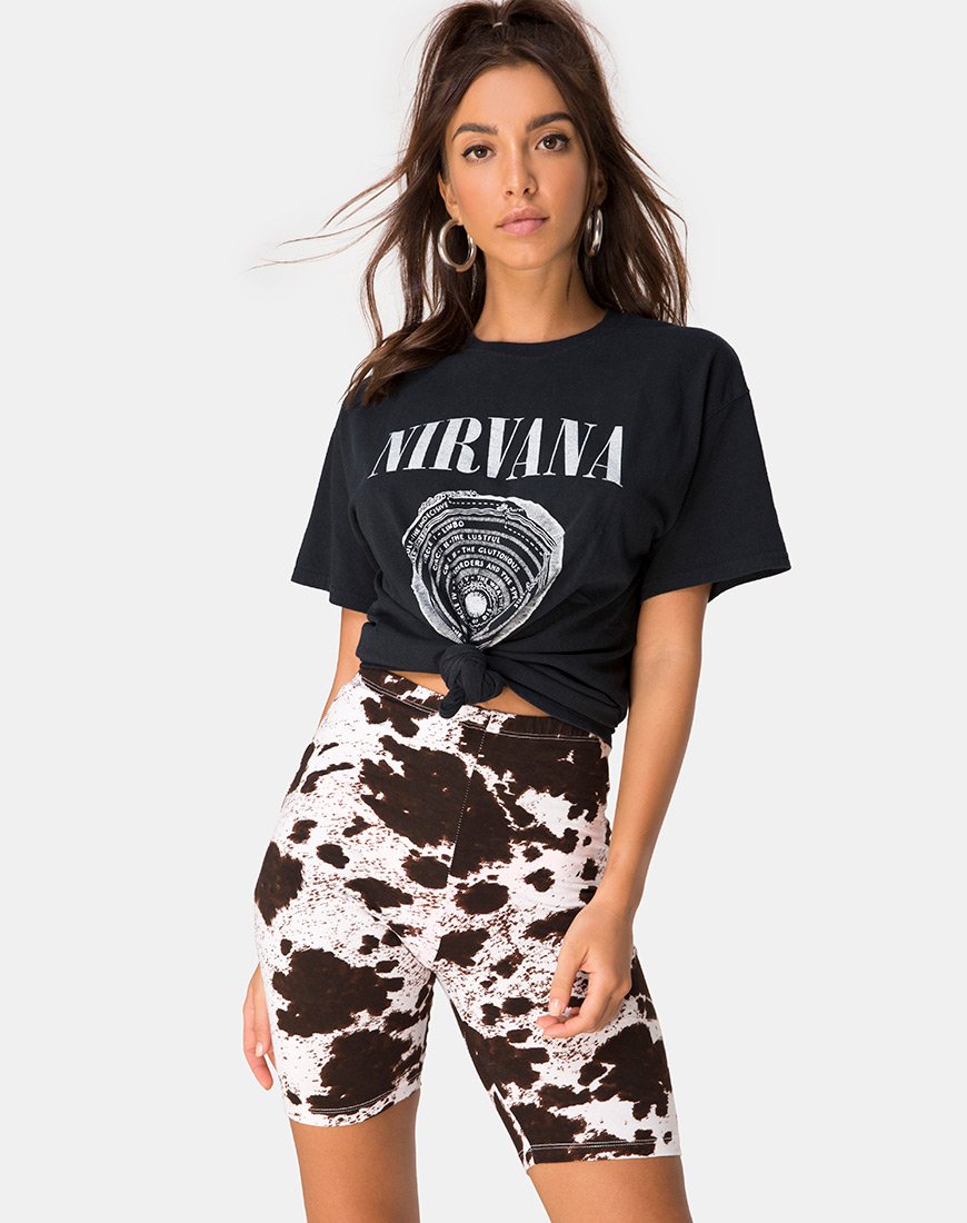 Image du short de vélo en peau de vache marron et blanc