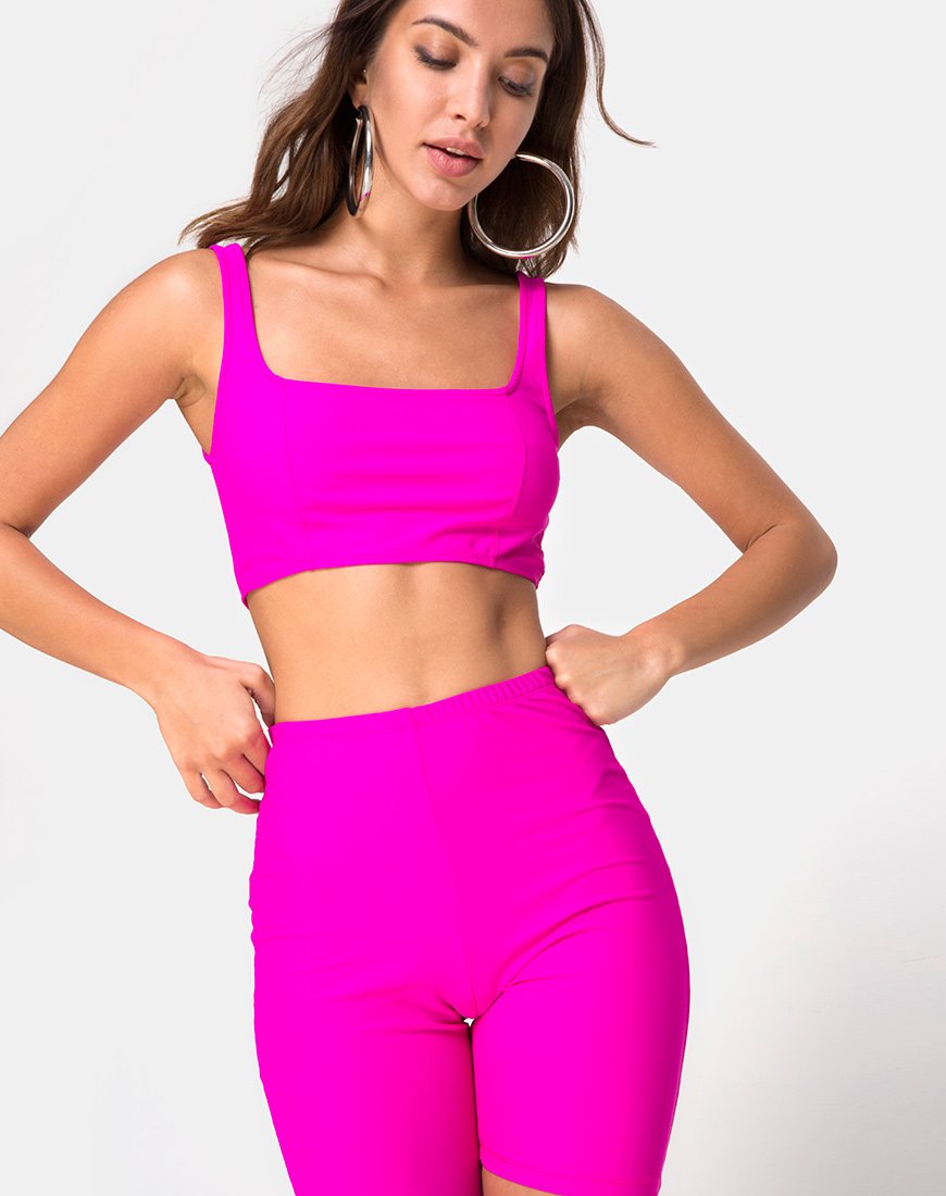 Image du short de cyclisme en rose néon