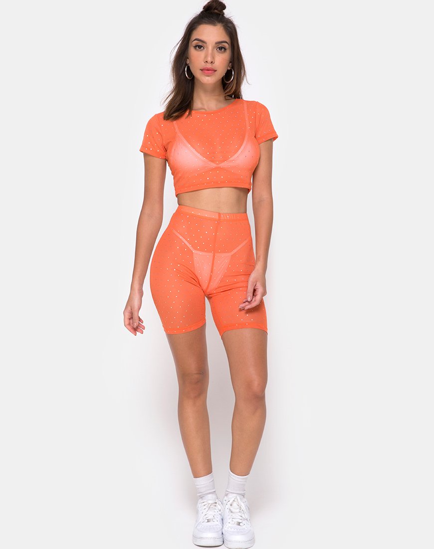Image du short de vélo en Crystal Net Orange