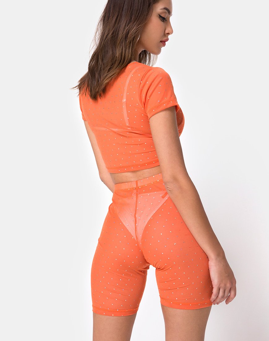Image du short de vélo en Crystal Net Orange