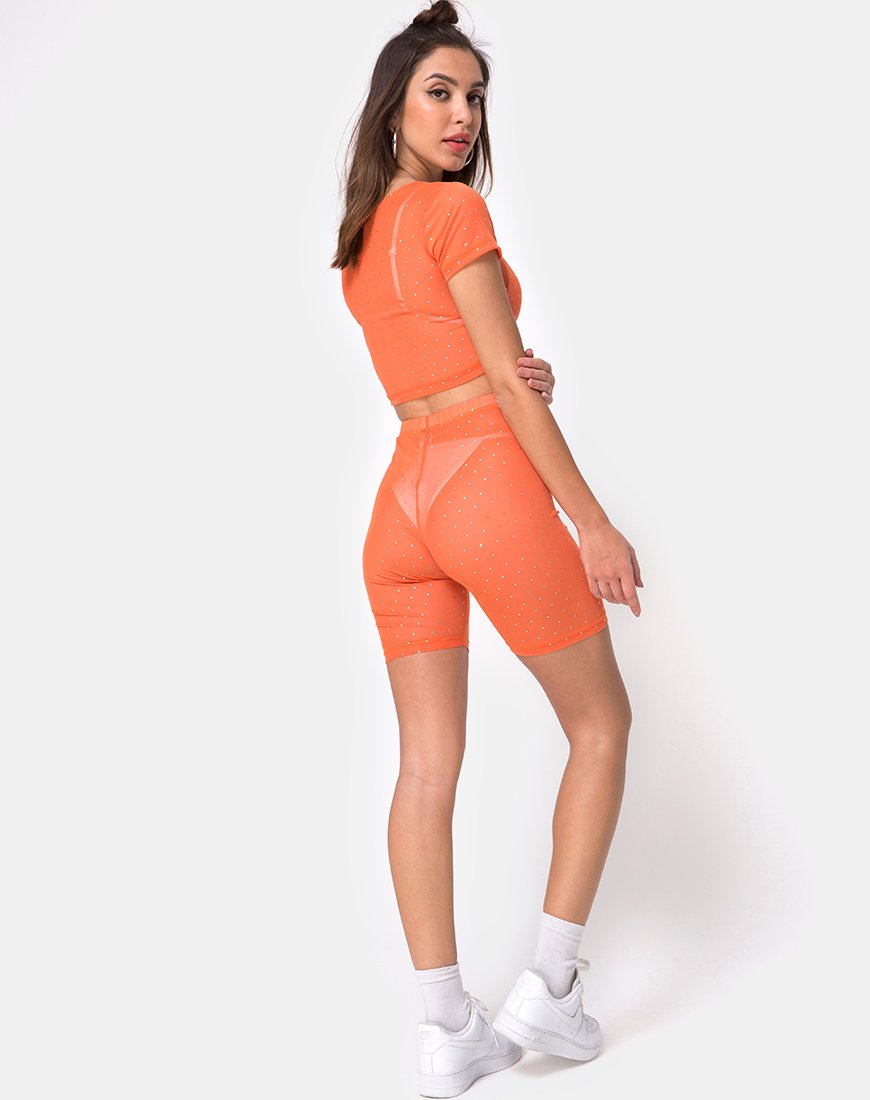 Image du short de vélo en Crystal Net Orange
