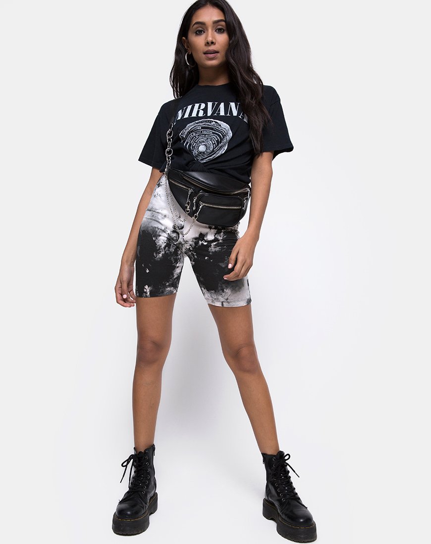Image de Cycle Short in Mono Tie Dye noir et blanc