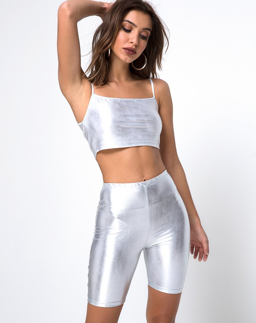 Short de cyclisme en Spandex Argent