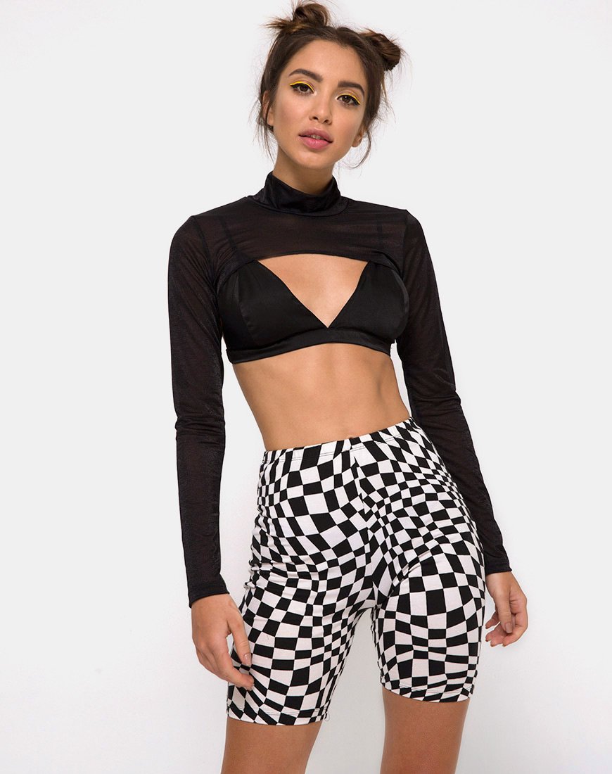 Short de vélo en drapeau carré noir et blanc
