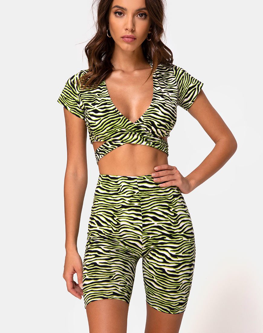 Short de cyclisme en Zebra Fluro Green