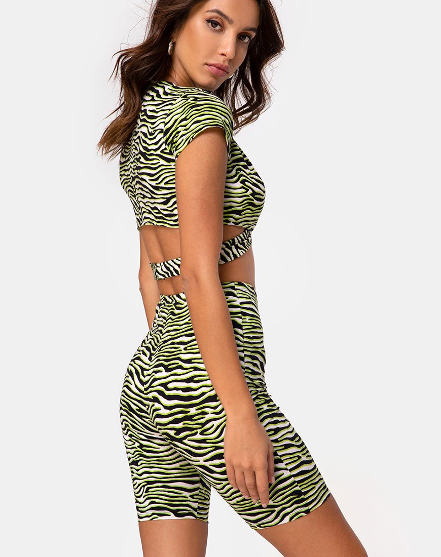 Short de cyclisme en Zebra Fluro Green
