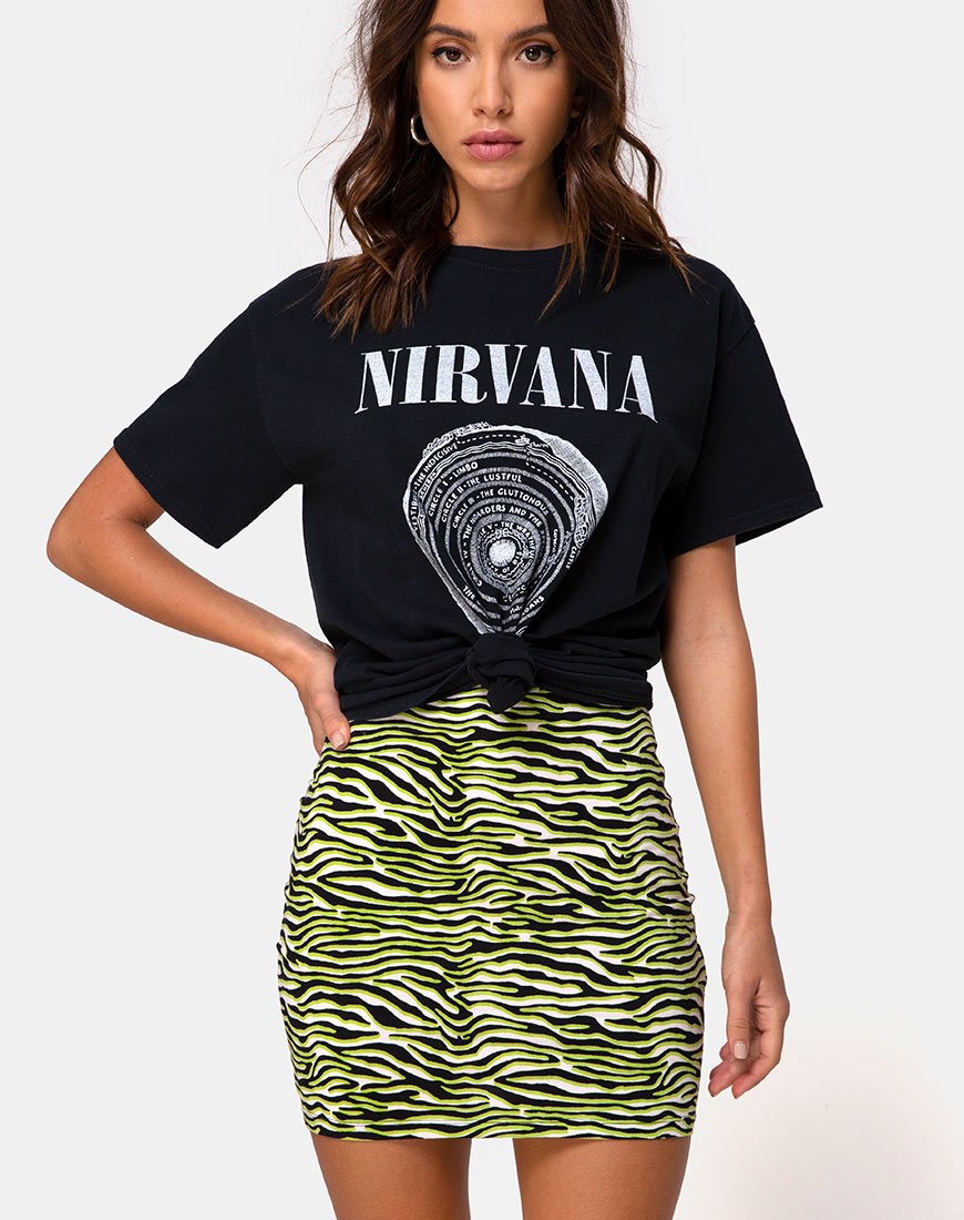 Image de la mini-jupe Kimmy en Zebra Fluro Green
