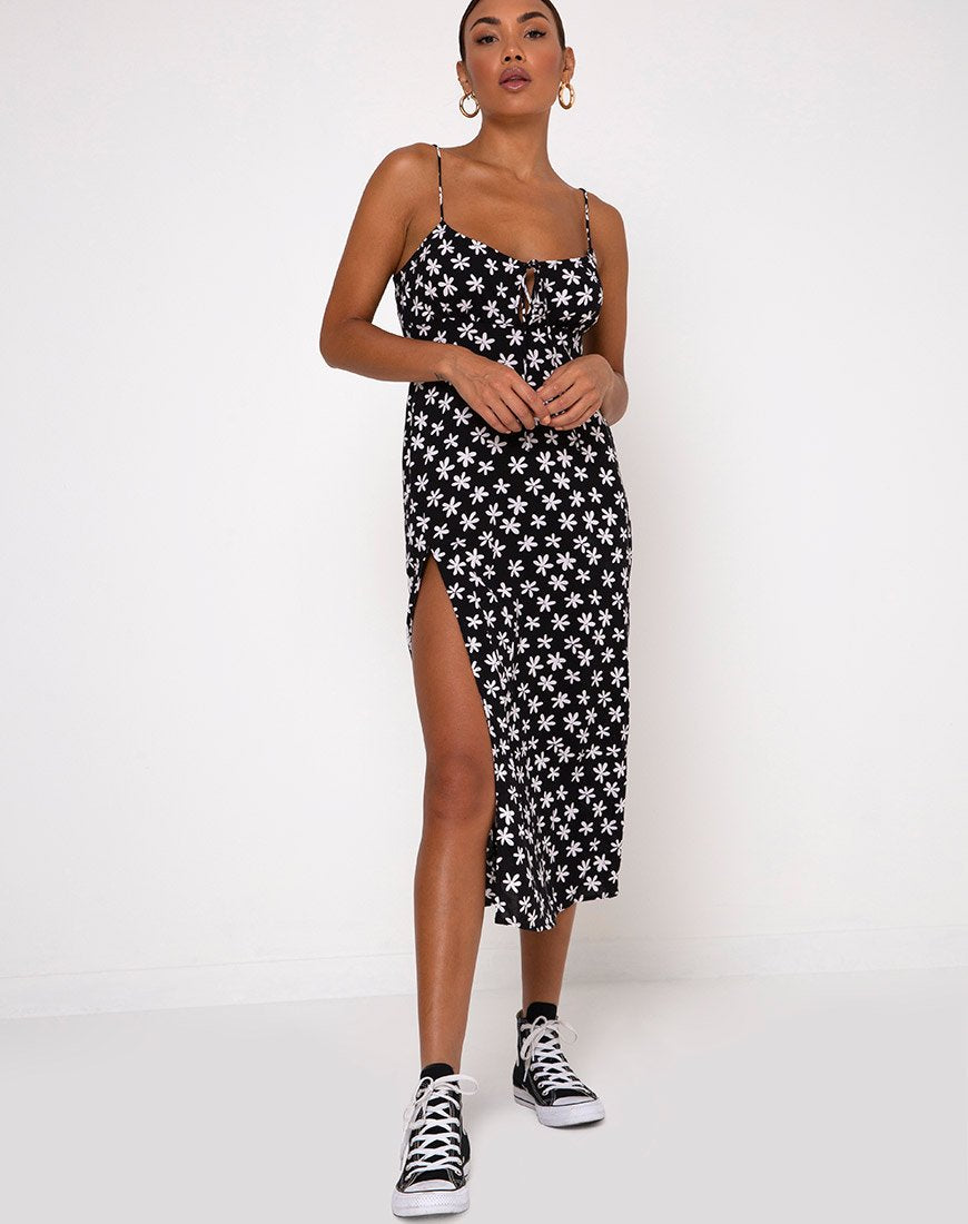 Image de Cypress Midi Dress in 90s Daisy Black and White