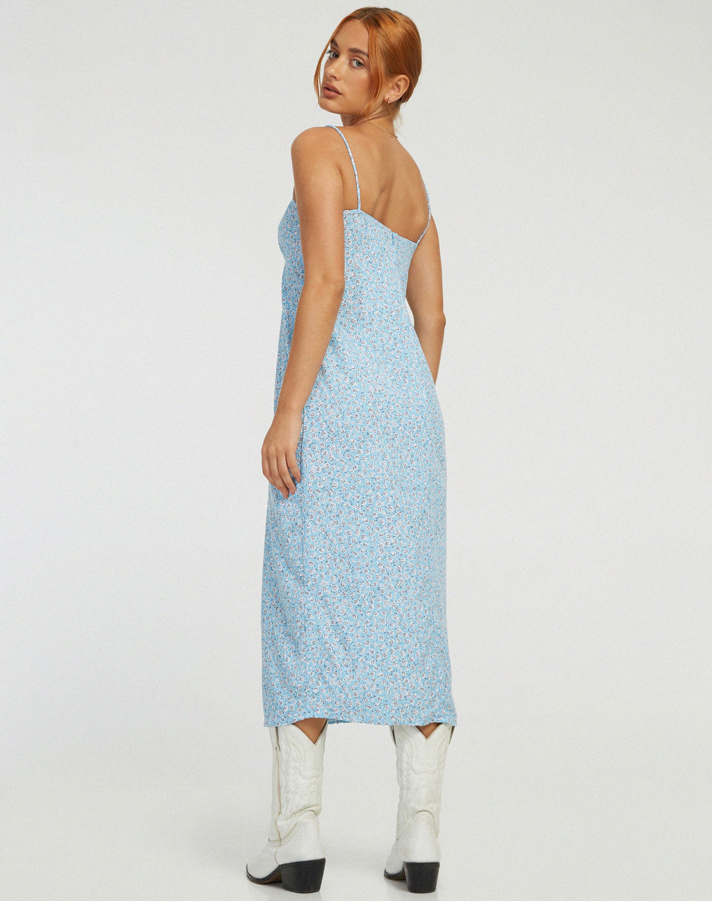 Robe midi Cypress, Ditsy Rose Blue
