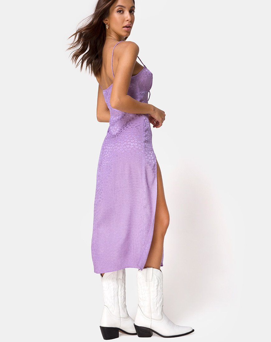 Image de Cypress Midi Dress in Satin Ditsy Rose Lavender