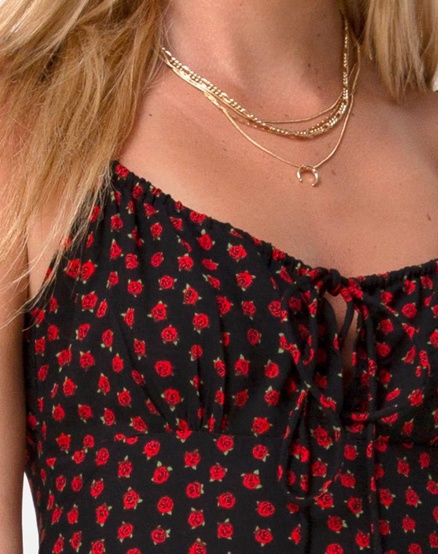 Image of Cypress Midi Dress in Dotty Rose Red