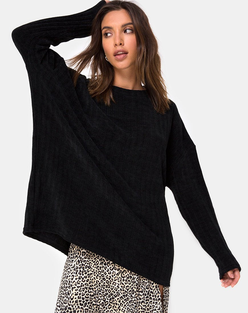 Image du pull-over pour papa en chenille noir