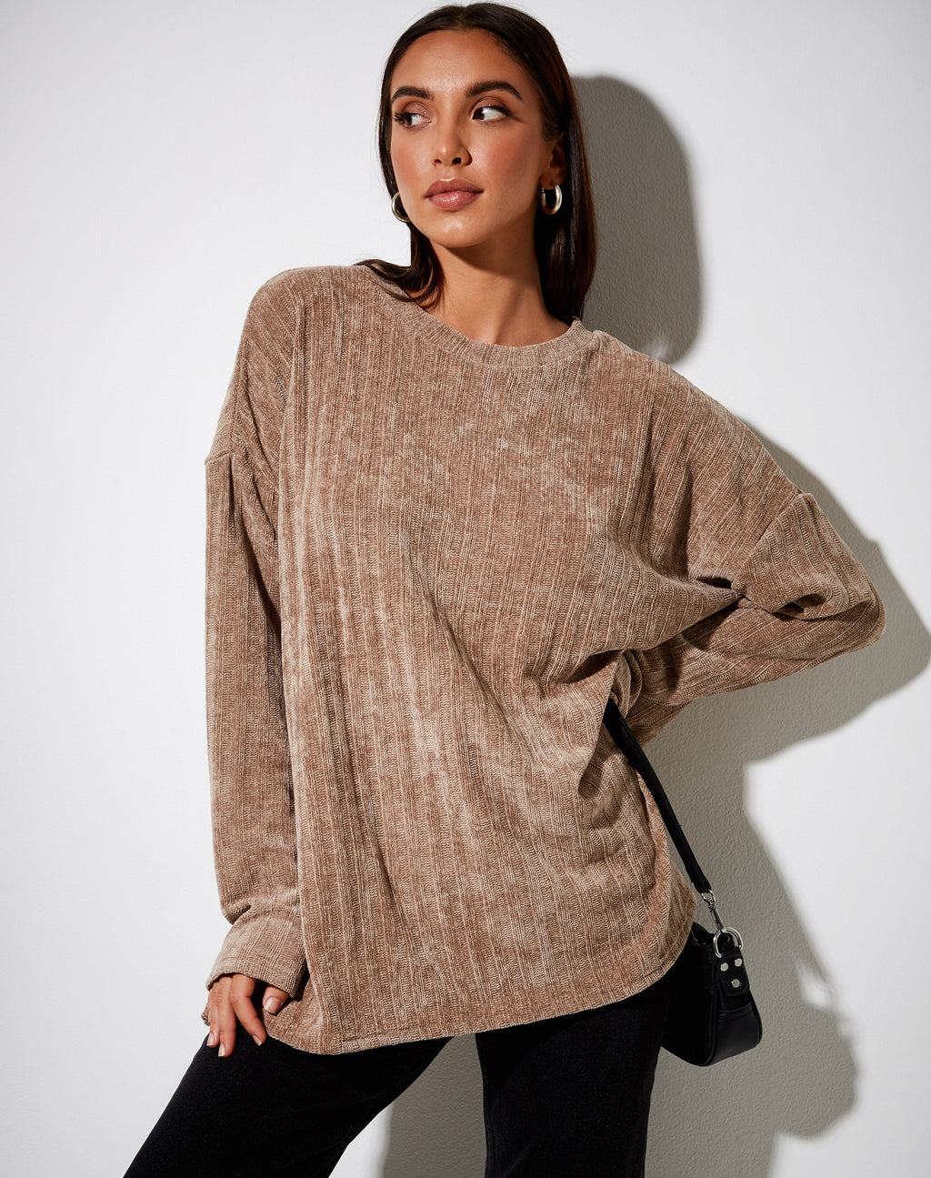 Pull papa en chenille taupe