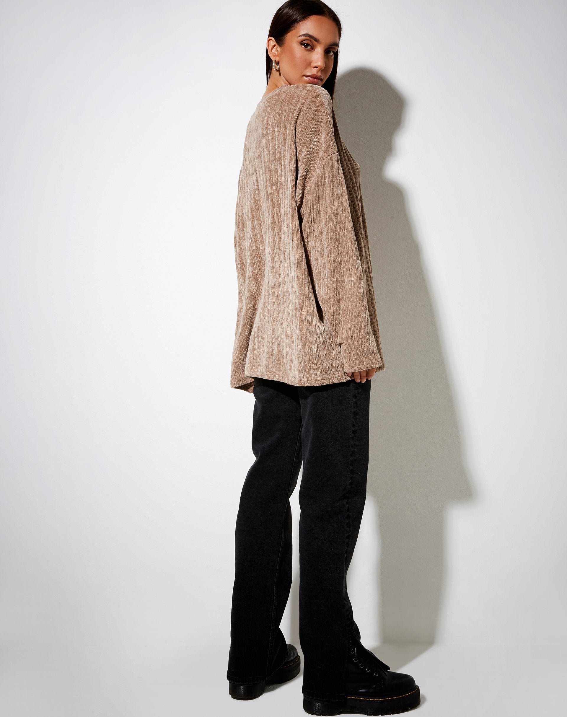 Image du pull-over pour papa en chenille taupe