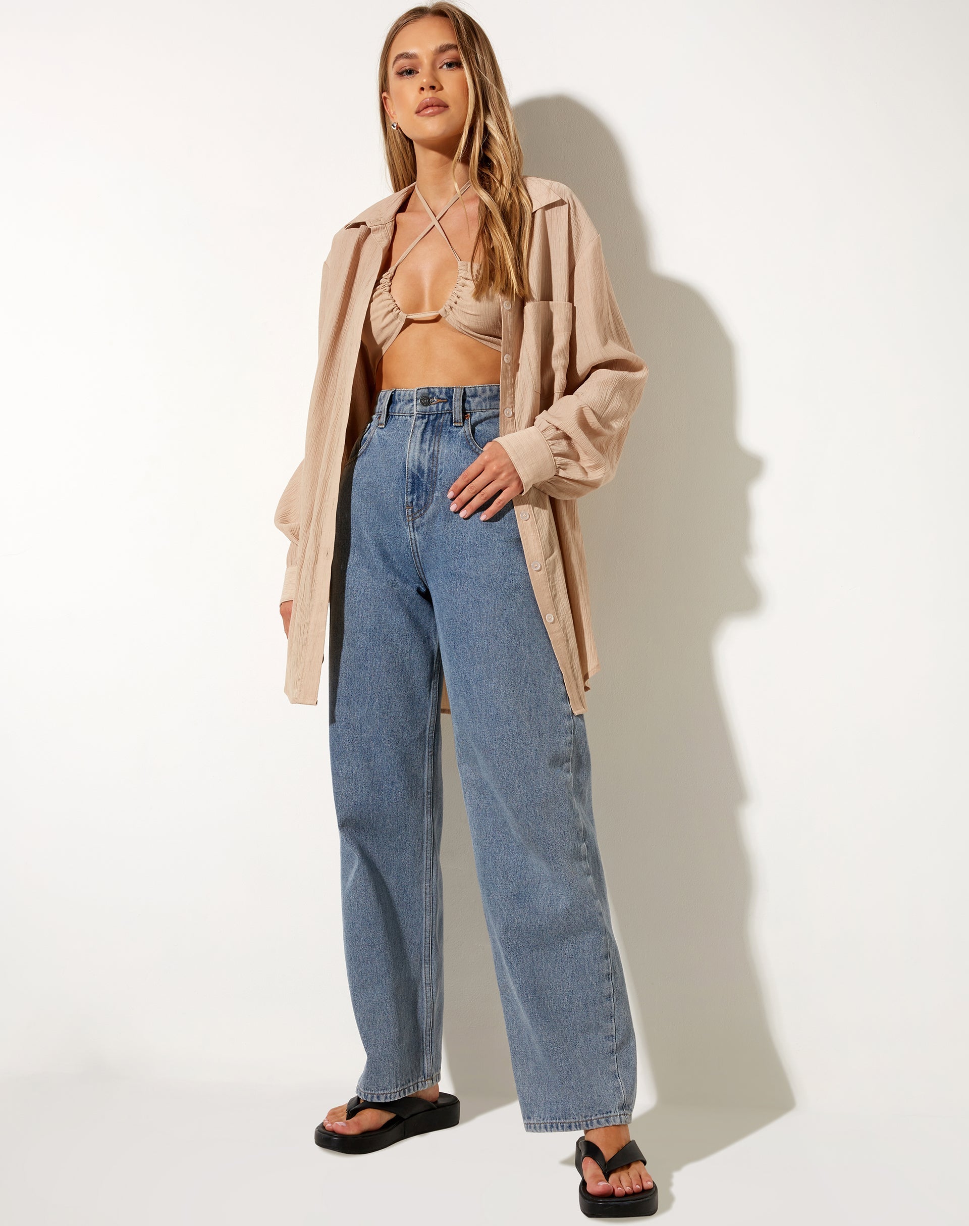 Image de Dael Oversized Shirt in Crinkle Tan
