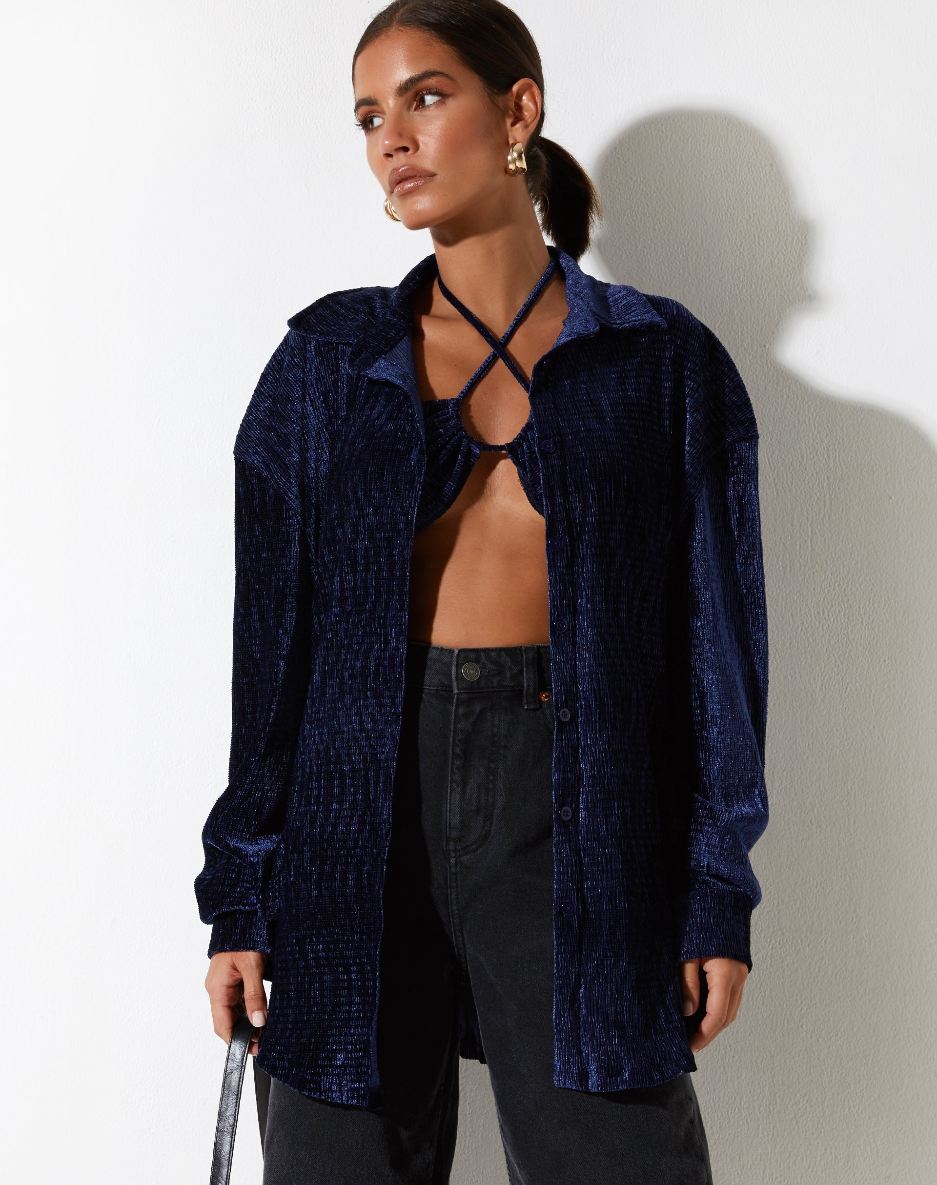 image de Dael Oversized Shirt in Velvet Navy