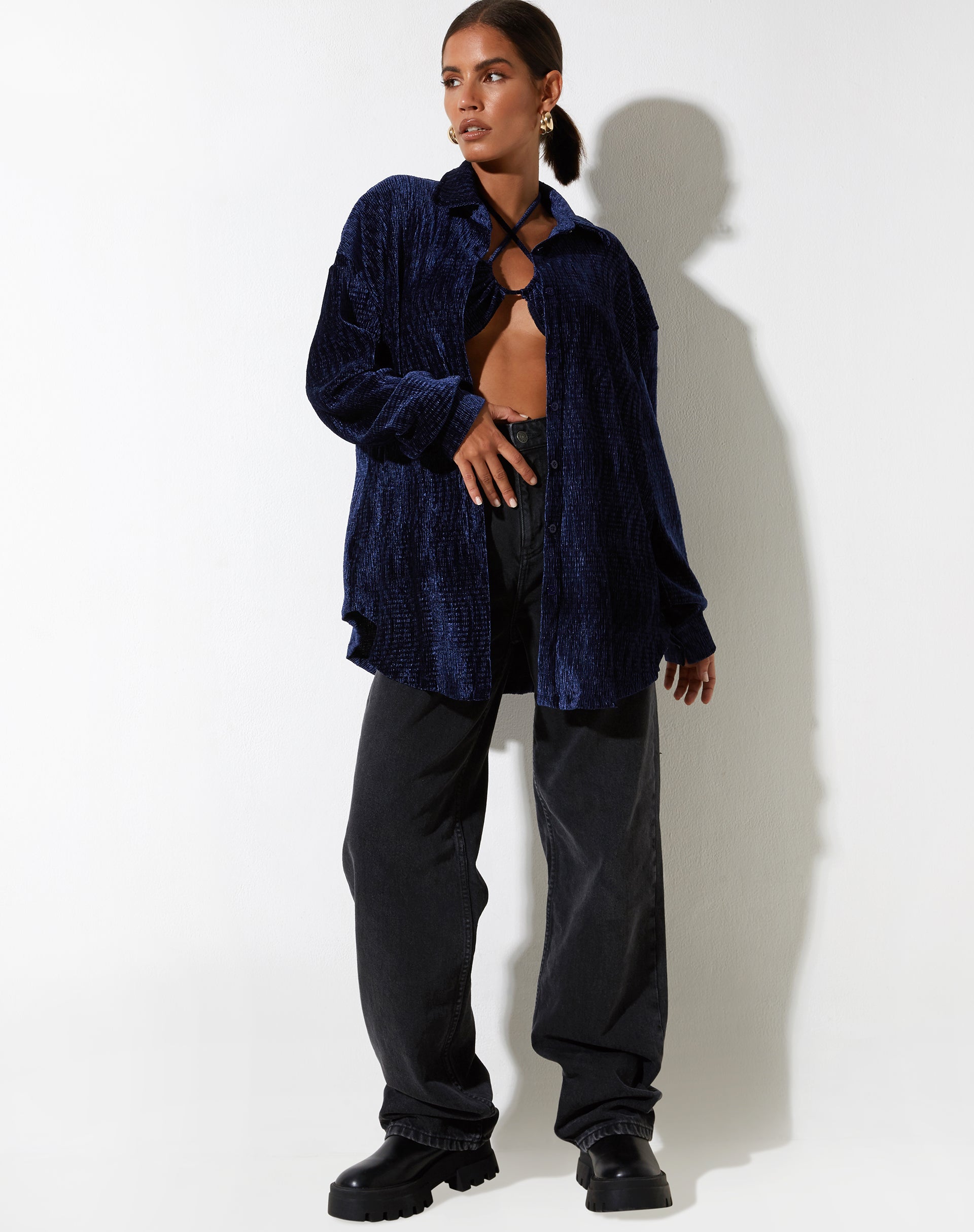 image de Dael Oversized Shirt in Velvet Navy