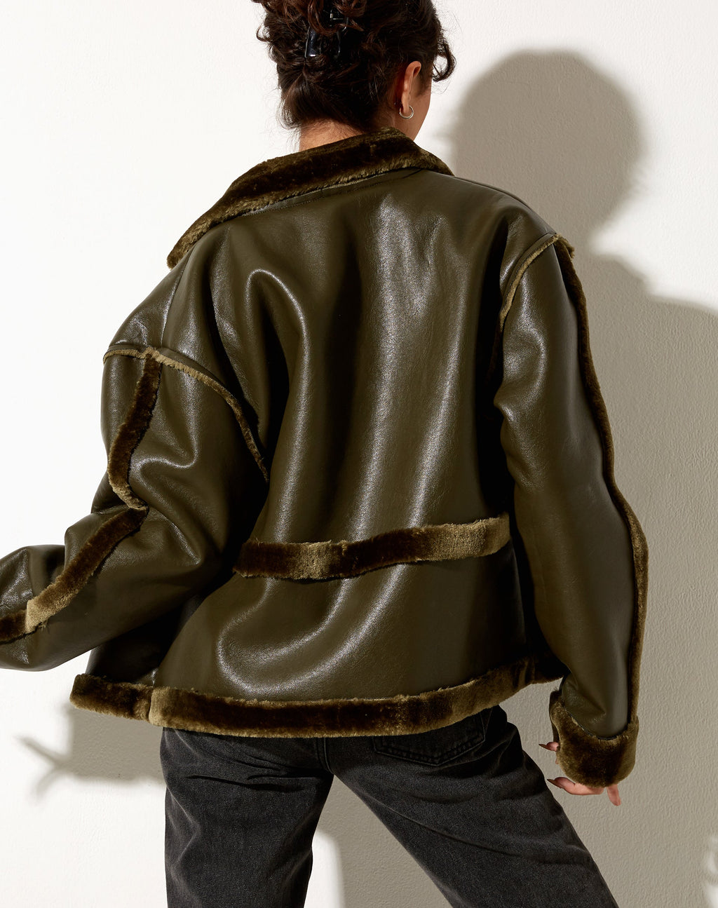 Veste Dagna en PU Olive foncé
