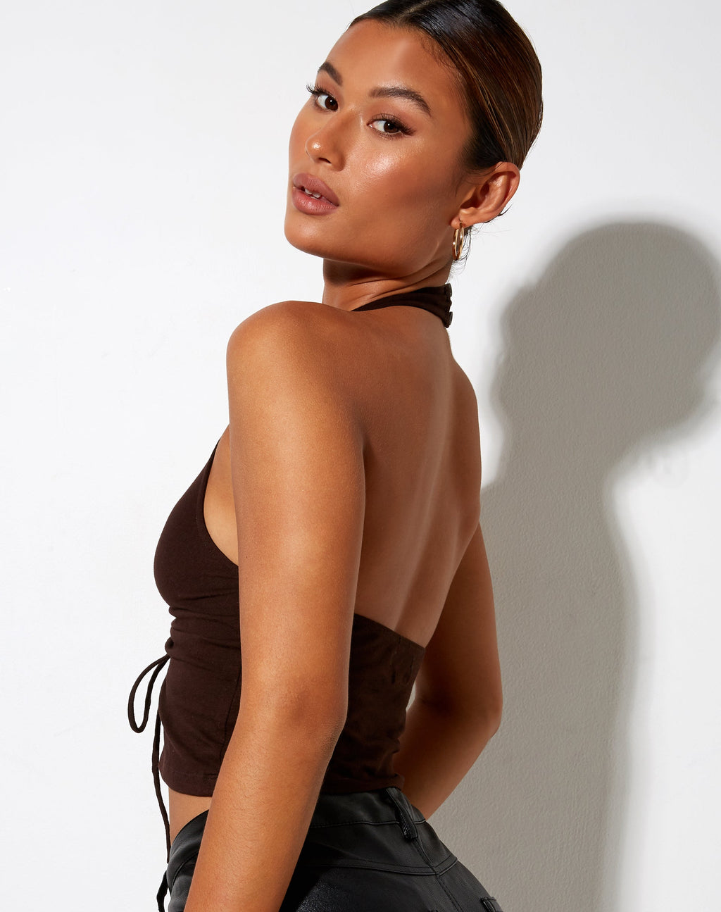 Dapa Crop Top en Lycra Chocolat amer