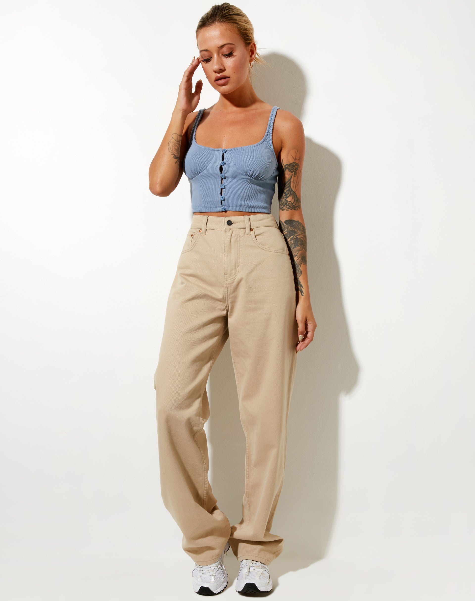 Image de Darau Crop Top in Rib Powder Blue