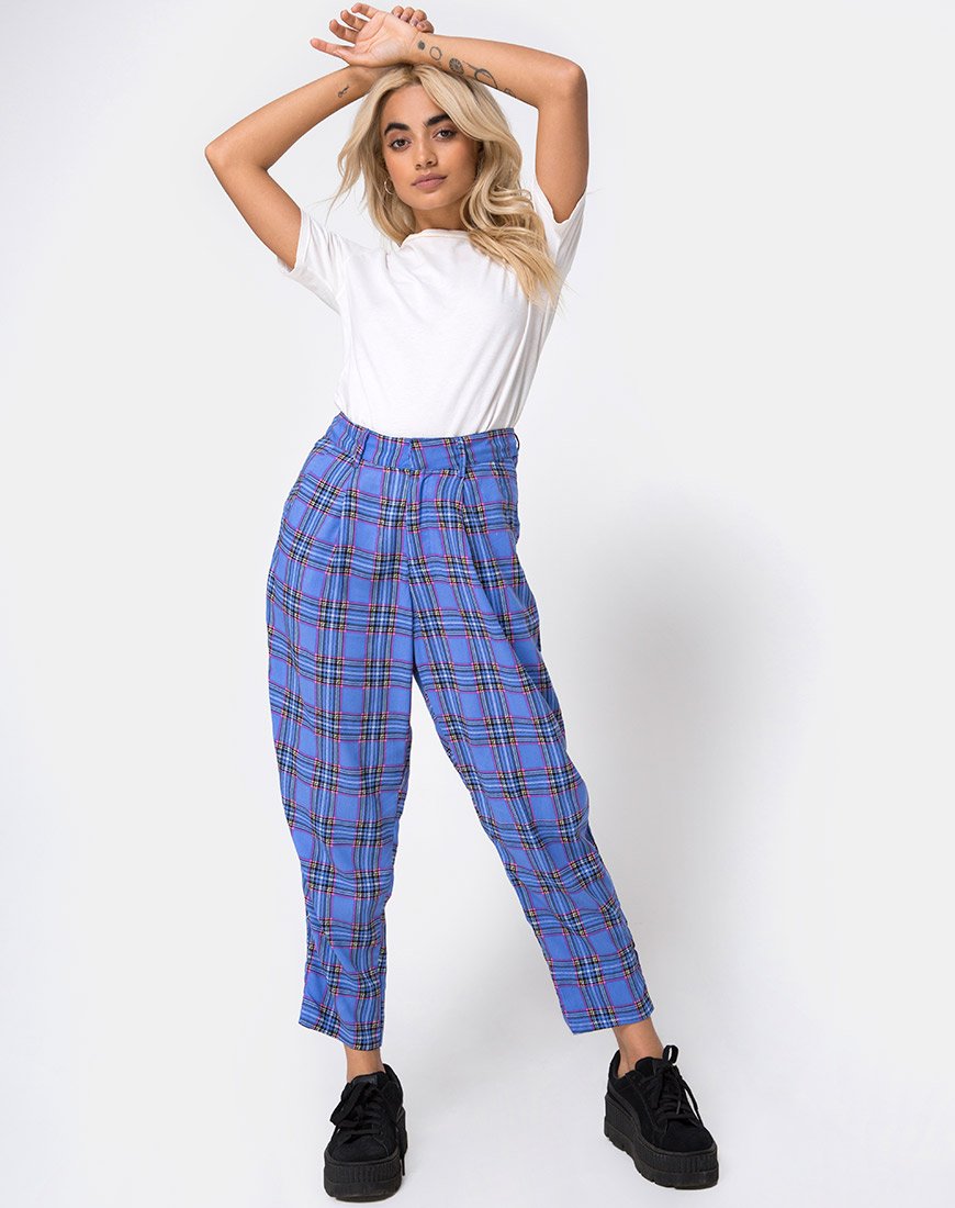 Image de Dastan Trouser in 90s Check Blue Pink